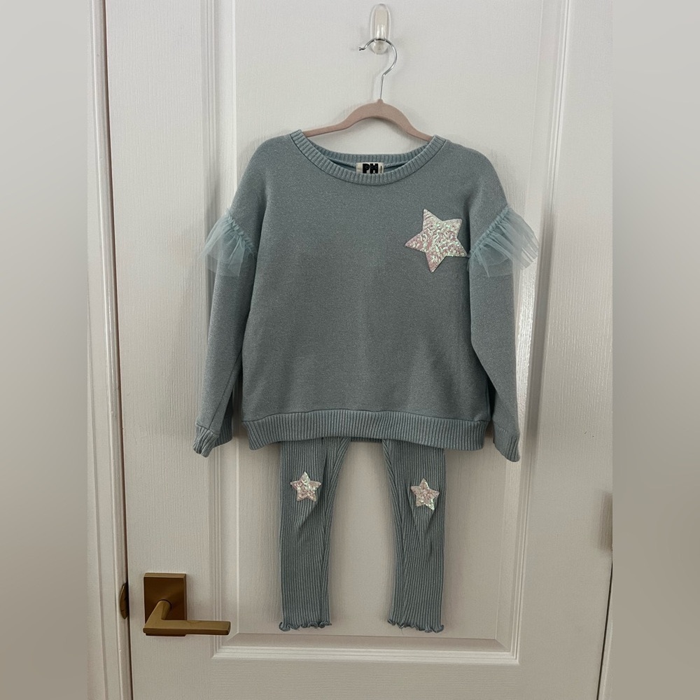 Petite Hailey Sweater and Legging Set. Baby Blue Size 6
